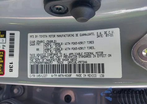 2021 Toyota Tacoma Trd Sport из США, поврежденный, VIN 3TYDZ5BN5MT004257